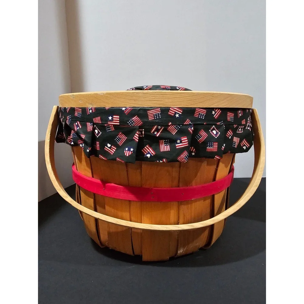 Vintage Americana Farmhouse Sewing Basket Picnic Basket